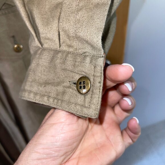 Together Vintage Womens Military Trench Coat Size 10 Khaki Green Button Lined - Picture 6 of 16